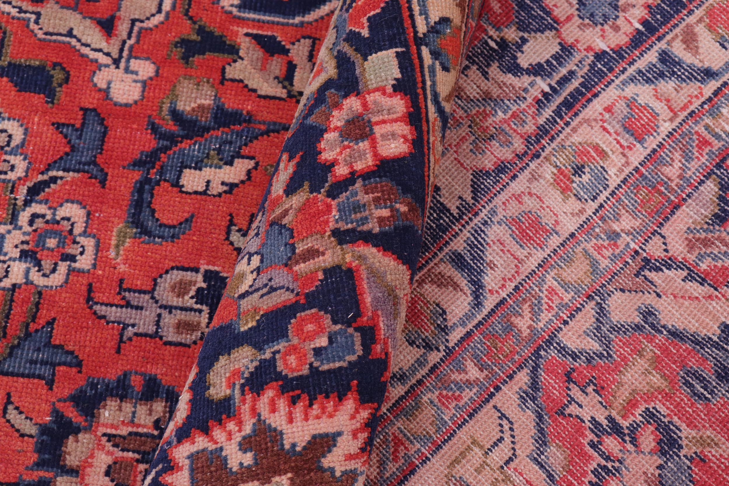 handmade Vintage Kashan Rust Blue Hand-Woven RECTANGLE 100% WOOL area rug 10' x 14'