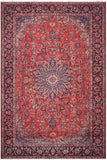 Vintage Antique Kashan Selena Rust/Blue Wool Rug - 9'8'' x 13'4''