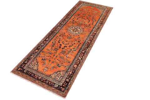 handmade Traditional Tabriz Orange Brown Hand Knotted RUNNER 100% WOOL area rug 4 x 10