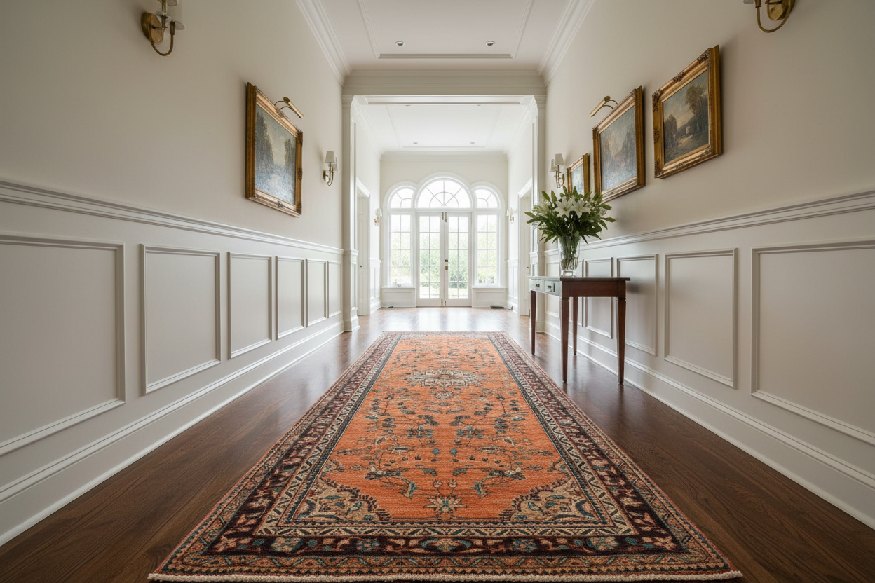 handmade Traditional Tabriz Orange Brown Hand Knotted RUNNER 100% WOOL area rug 4 x 10
