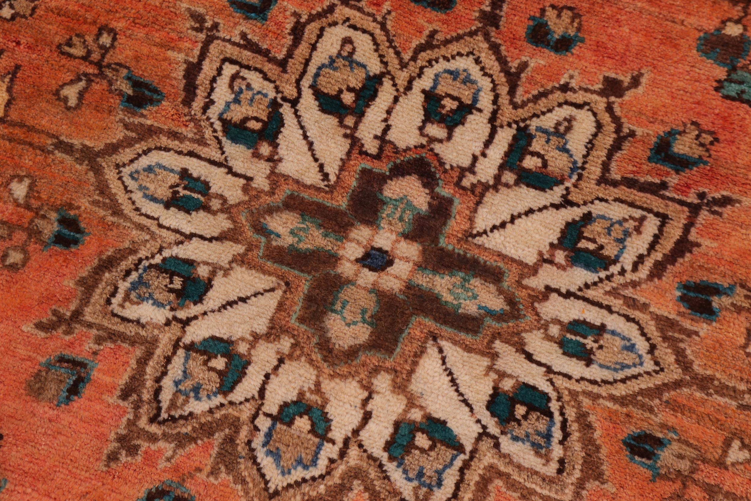 handmade Traditional Tabriz Orange Brown Hand Knotted RUNNER 100% WOOL area rug 4 x 10