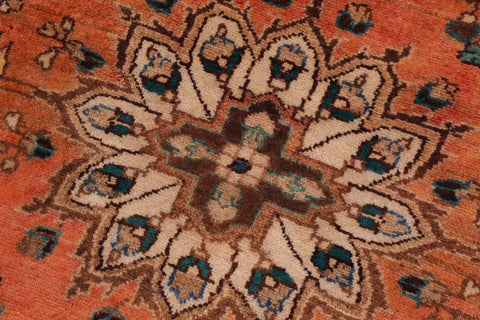 handmade Traditional Tabriz Orange Brown Hand Knotted RUNNER 100% WOOL area rug 4 x 10
