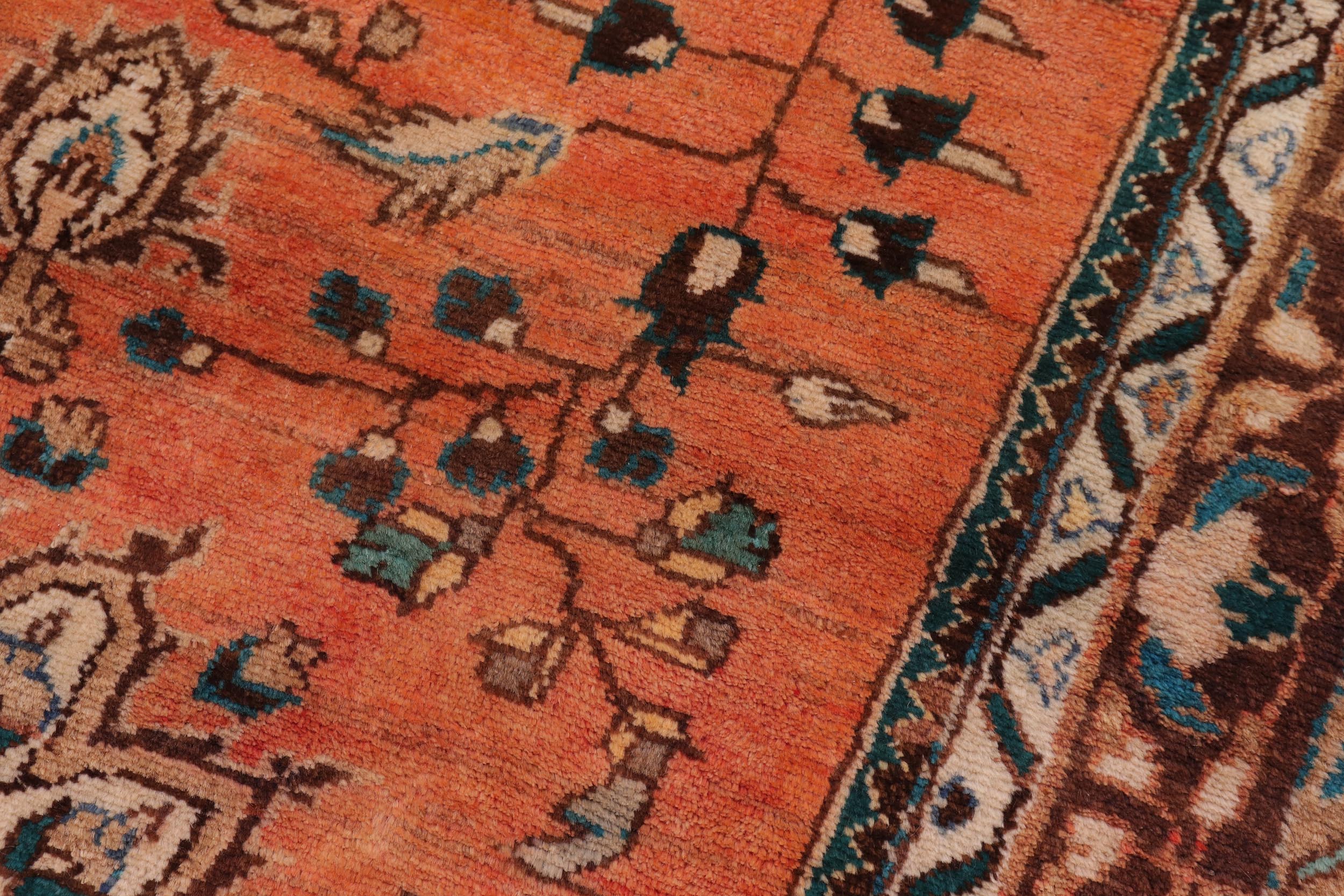 handmade Traditional Tabriz Orange Brown Hand Knotted RUNNER 100% WOOL area rug 4 x 10