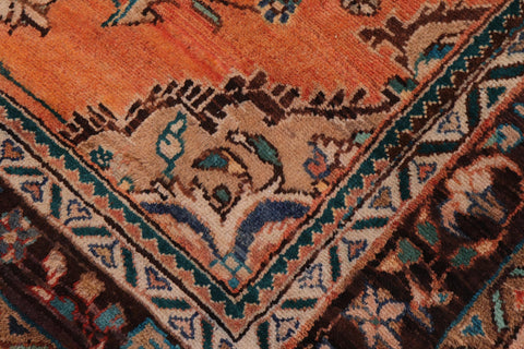 handmade Traditional Tabriz Orange Brown Hand Knotted RUNNER 100% WOOL area rug 4 x 10