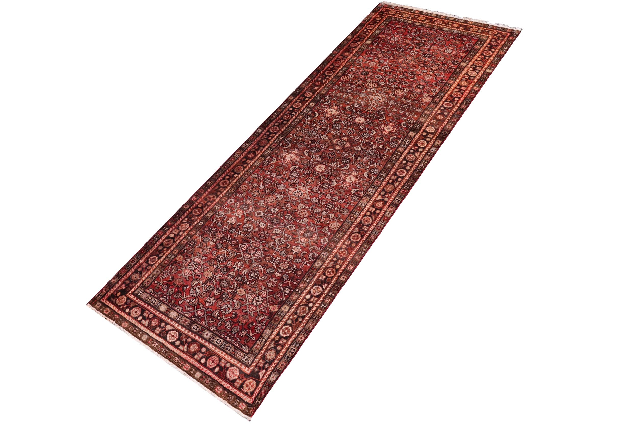 handmade Traditional Tabriz Red Brown Hand Knotted RUNNER 100% WOOL area rug 3 x 10