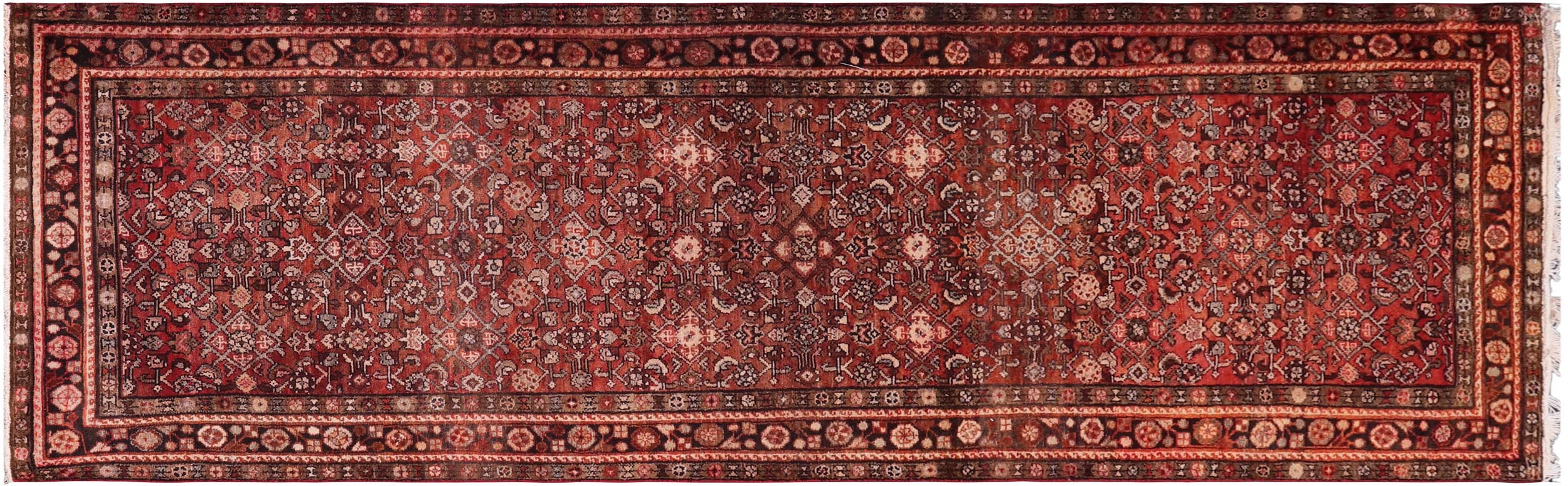 handmade Traditional Tabriz Red Brown Hand Knotted RUNNER 100% WOOL area rug 3 x 10
