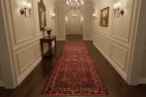 handmade Traditional Tabriz Red Brown Hand Knotted RUNNER 100% WOOL area rug 3 x 10