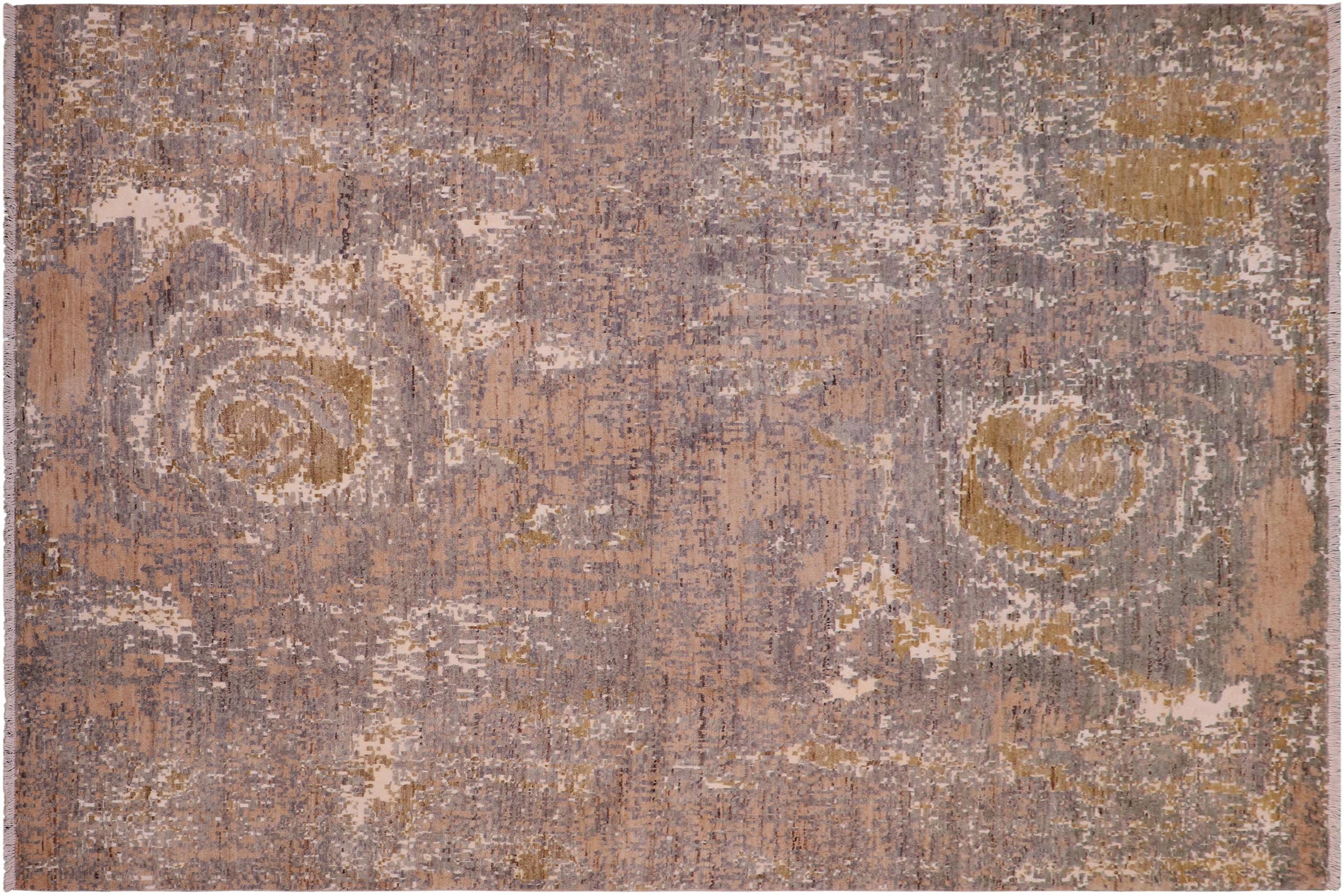 handmade Modern Modern Gray Brown Hand Knotted RECTANGLE WOOL&SILK area rug 8' x 10'