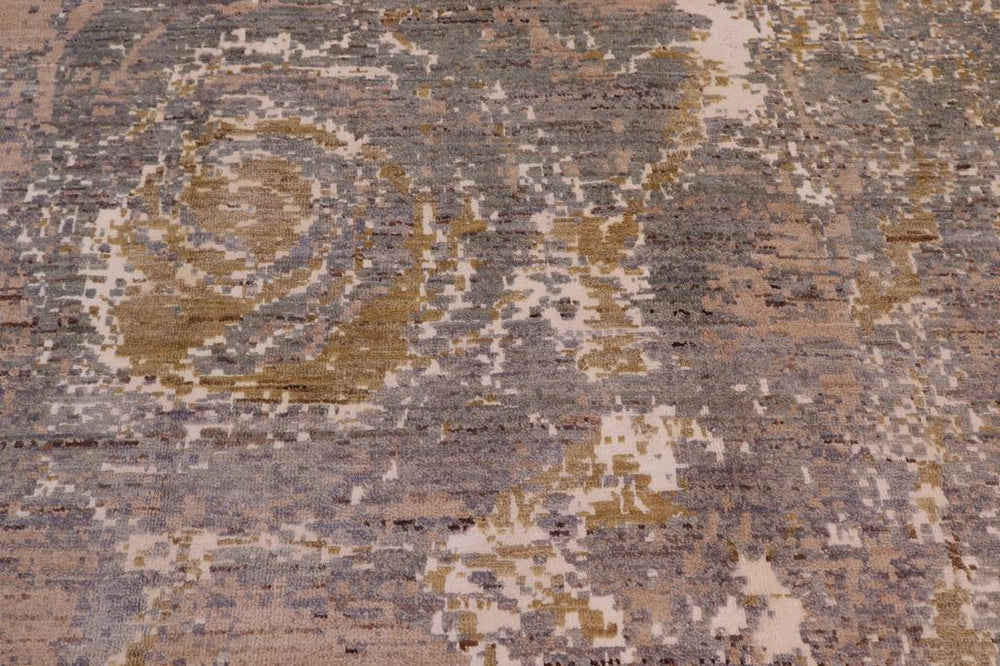 handmade Modern Modern Gray Brown Hand Knotted RECTANGLE WOOL&SILK area rug 8X10