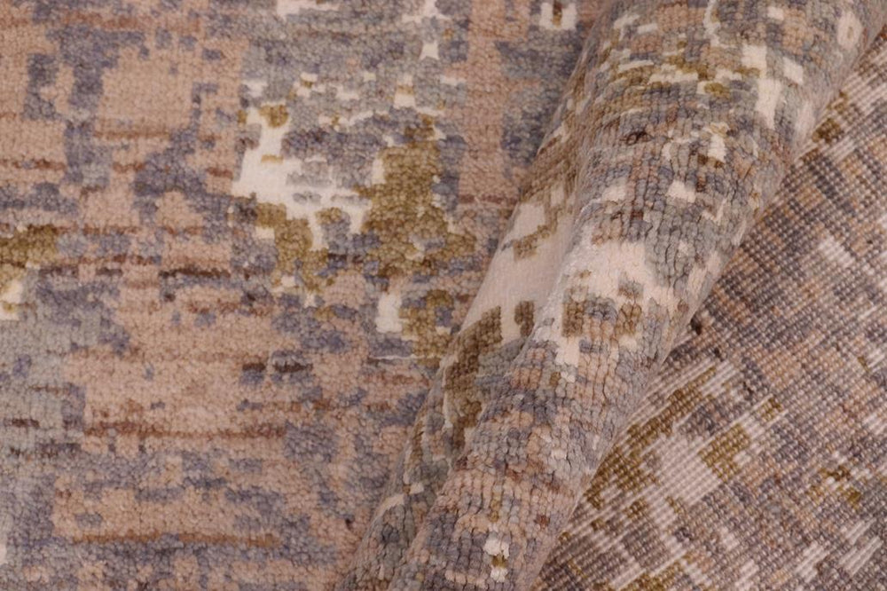 handmade Modern Modern Gray Brown Hand Knotted RECTANGLE WOOL&SILK area rug 8X10