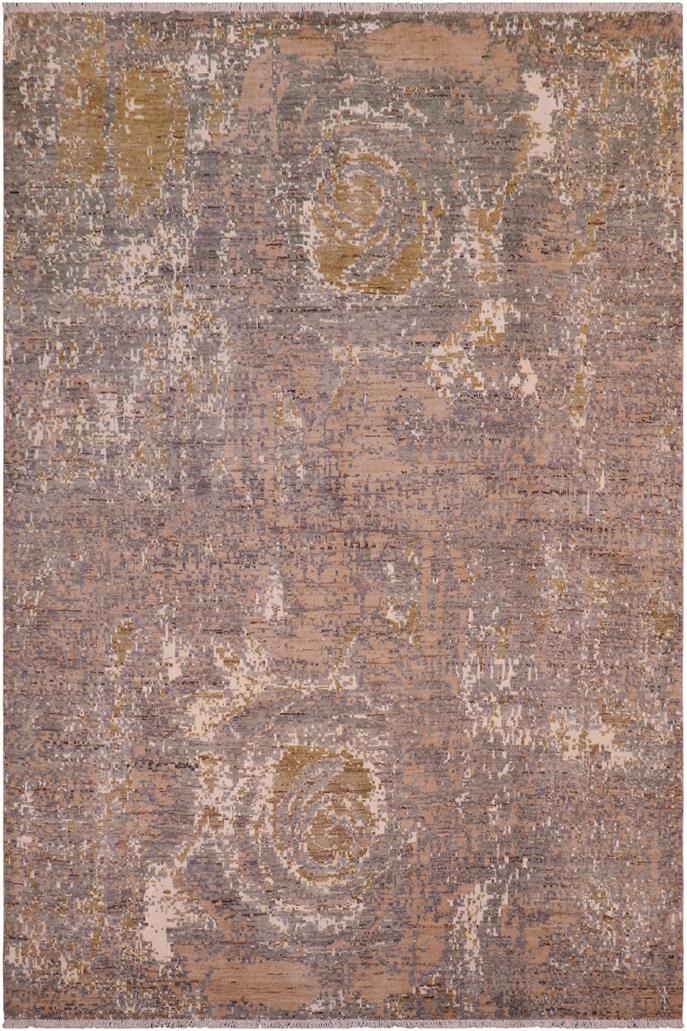 handmade Modern Modern Gray Brown Hand Knotted RECTANGLE WOOL&SILK area rug 8X10