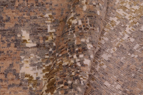 handmade Modern Modern Gray Brown Hand Knotted RECTANGLE WOOL&SILK area rug 8' x 10'