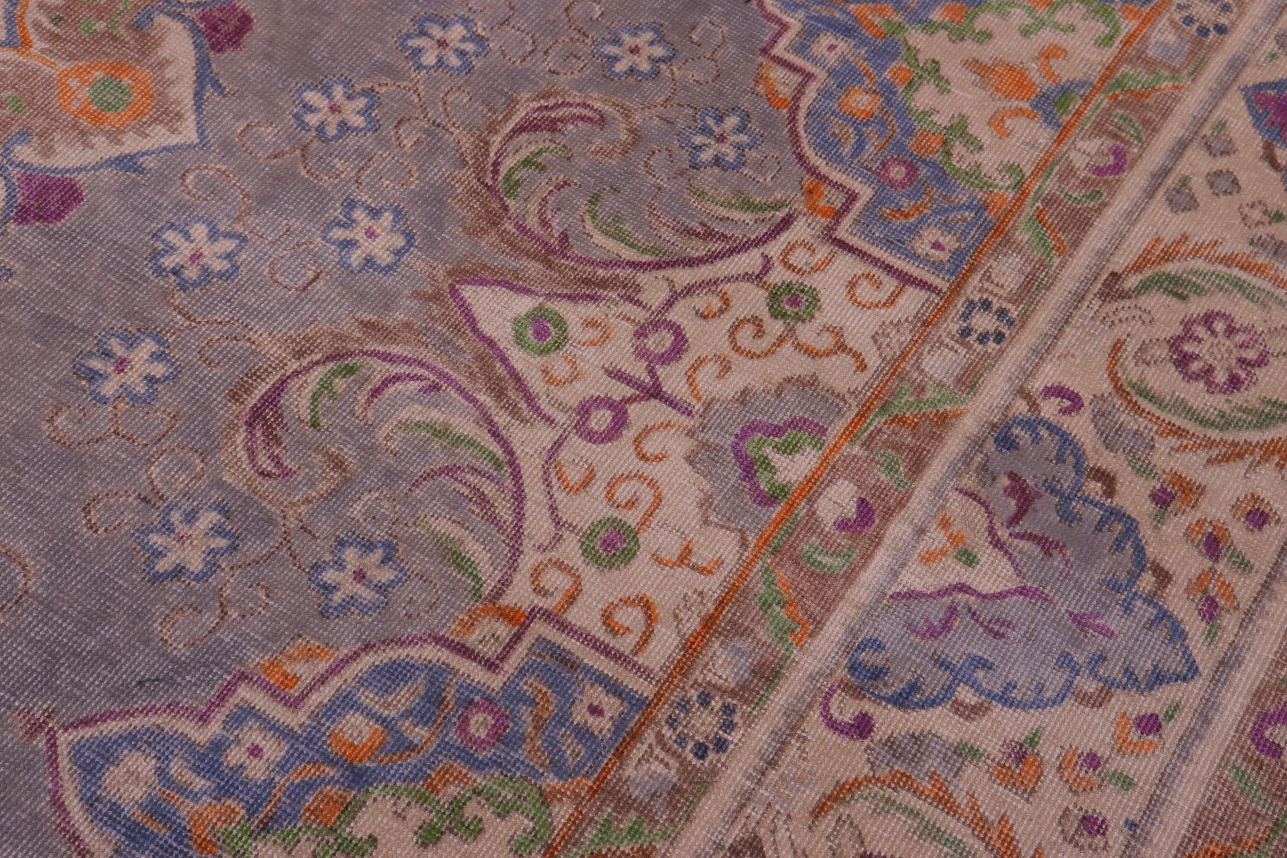 handmade Vintage Tabriz Gray Tan Hand Knotted RECTANGLE 100% WOOL area rug 10' x 12'