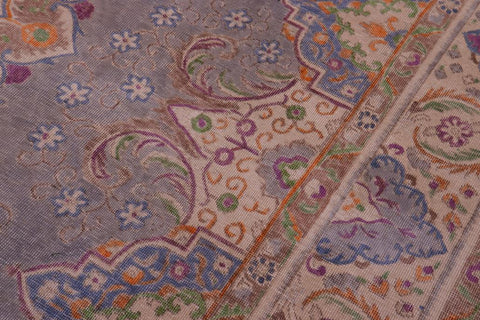 handmade Vintage Tabriz Gray Tan Hand Knotted RECTANGLE 100% WOOL area rug 10X12