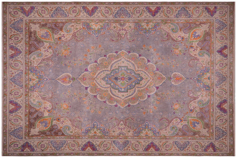 handmade Vintage Tabriz Gray Tan Hand Knotted RECTANGLE 100% WOOL area rug 10' x 12'