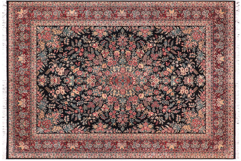handmade Traditional Abusson Black Red Hand Knotted RECTANGLE 100% WOOL area rug 9x12
