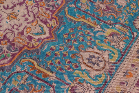 handmade Vintage Tabriz Blue Purple Hand Knotted RECTANGLE 100% WOOL area rug 8' x 11'