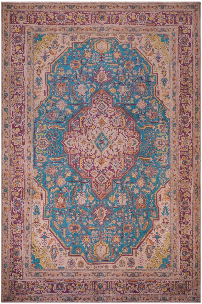 handmade Vintage Tabriz Blue Purple Hand Knotted RECTANGLE 100% WOOL area rug 8X11