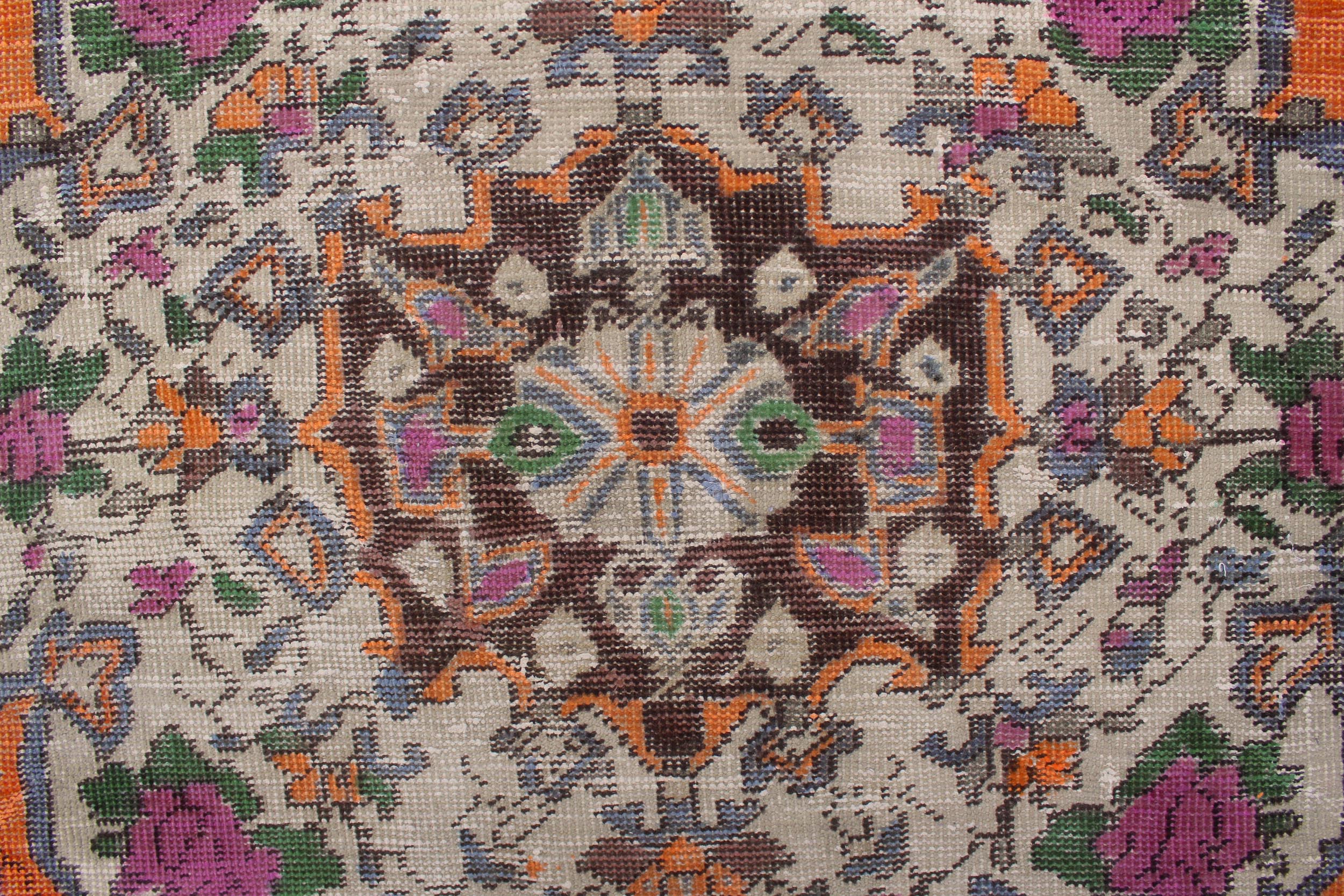 handmade Vintage Tabriz Orange Blue Hand Knotted RUNNER 100% WOOL area rug 5' x 10'