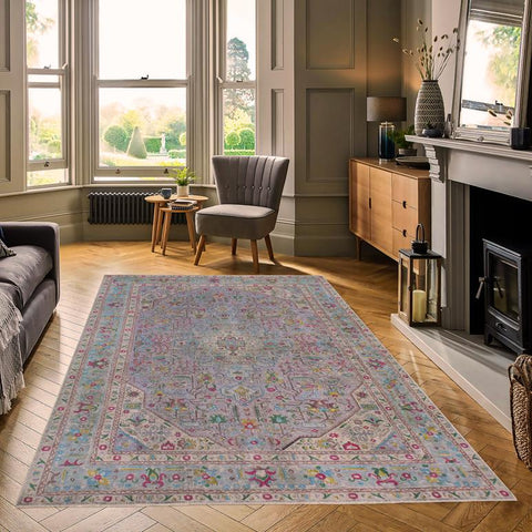 handmade Vintage Tabriz Gray Blue Hand Knotted RECTANGLE 100% WOOL area rug 6X10