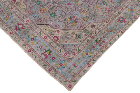 handmade Vintage Tabriz Gray Blue Hand Knotted RECTANGLE 100% WOOL area rug 6X10