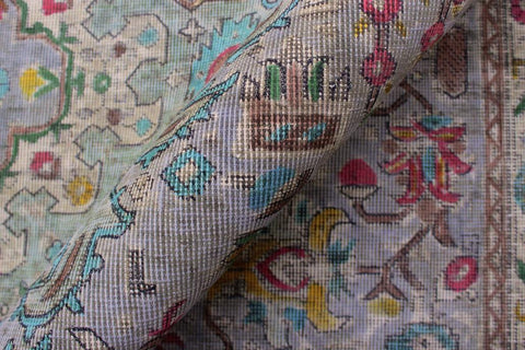 handmade Vintage Tabriz Gray Blue Hand Knotted RECTANGLE 100% WOOL area rug 6X10