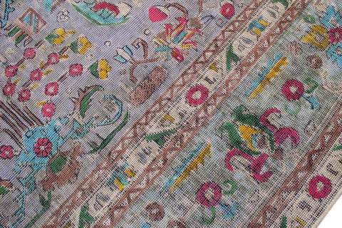 handmade Vintage Tabriz Gray Blue Hand Knotted RECTANGLE 100% WOOL area rug 6X10