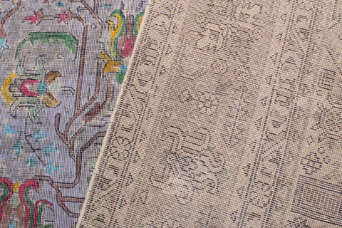 handmade Vintage Tabriz Gray Blue Hand Knotted RECTANGLE 100% WOOL area rug 6' x 10'