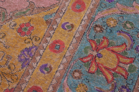 handmade Vintage Tabriz Pink Blue Hand Knotted RECTANGLE 100% WOOL area rug 9X12