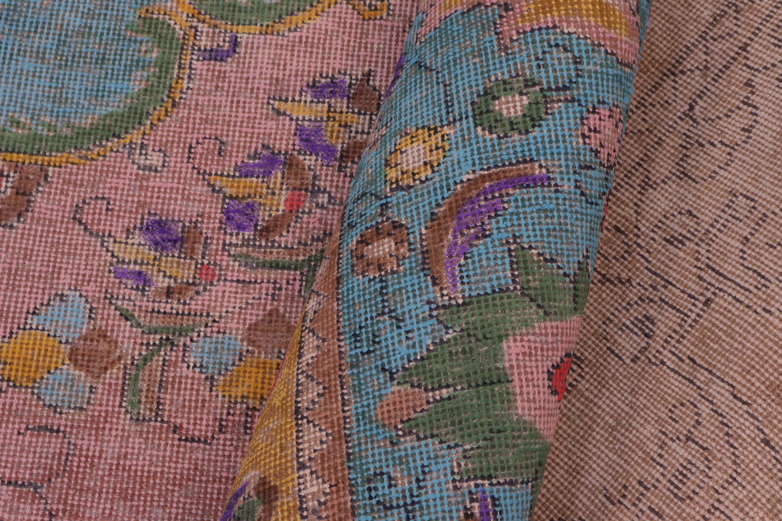 handmade Vintage Tabriz Pink Blue Hand Knotted RECTANGLE 100% WOOL area rug 9' x 12'