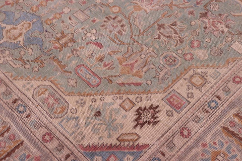handmade Vintage Tabriz Green Gray Hand Knotted RECTANGLE 100% WOOL area rug 8X11