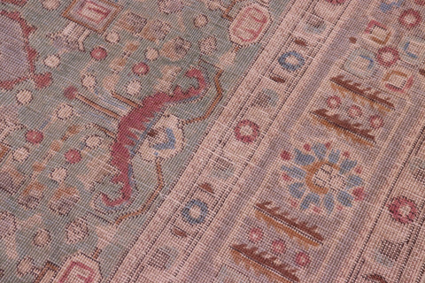 handmade Vintage Tabriz Green Gray Hand Knotted RECTANGLE 100% WOOL area rug 8' x 11'