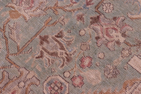 handmade Vintage Tabriz Green Gray Hand Knotted RECTANGLE 100% WOOL area rug 8' x 11'