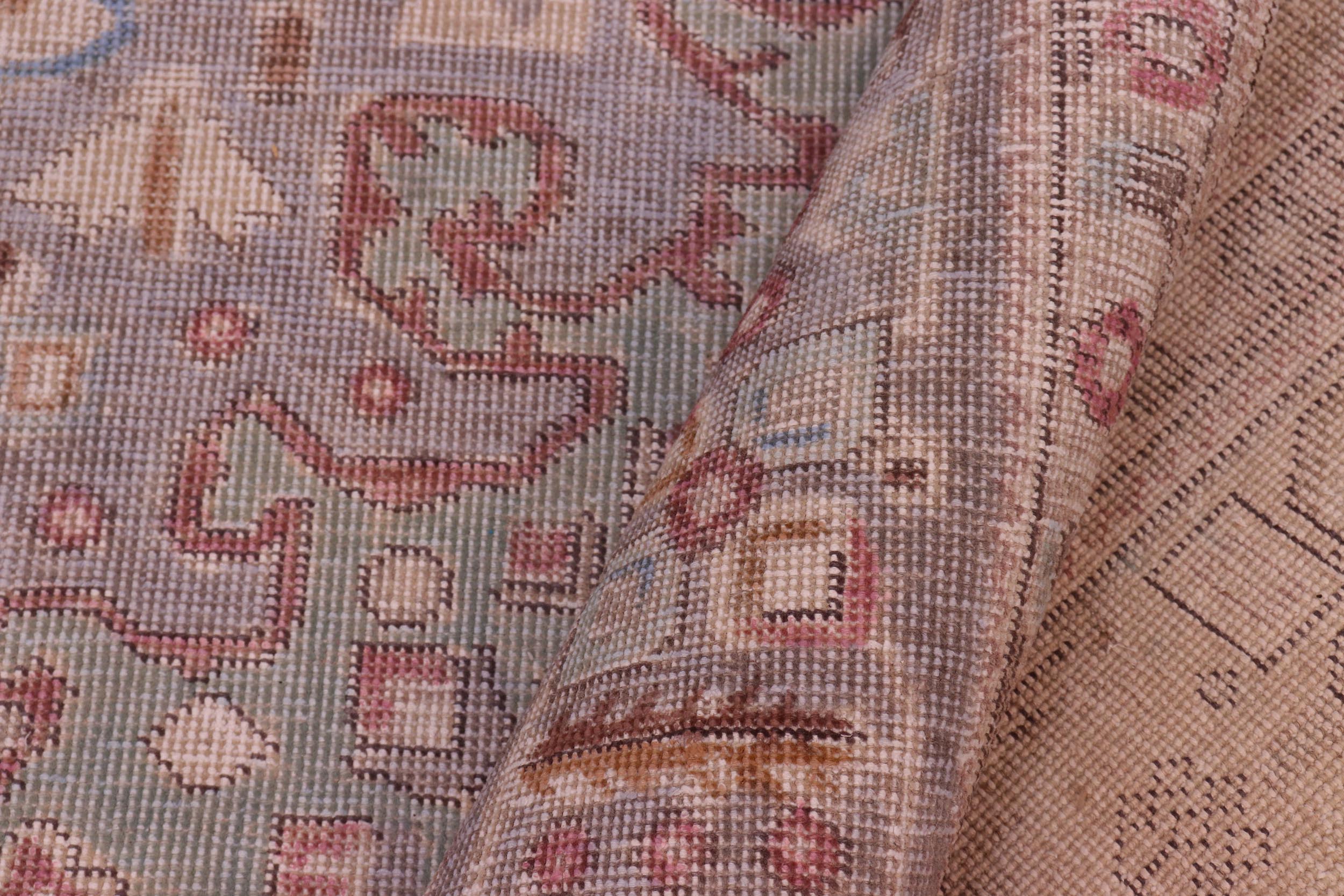 handmade Vintage Tabriz Green Gray Hand Knotted RECTANGLE 100% WOOL area rug 8' x 11'