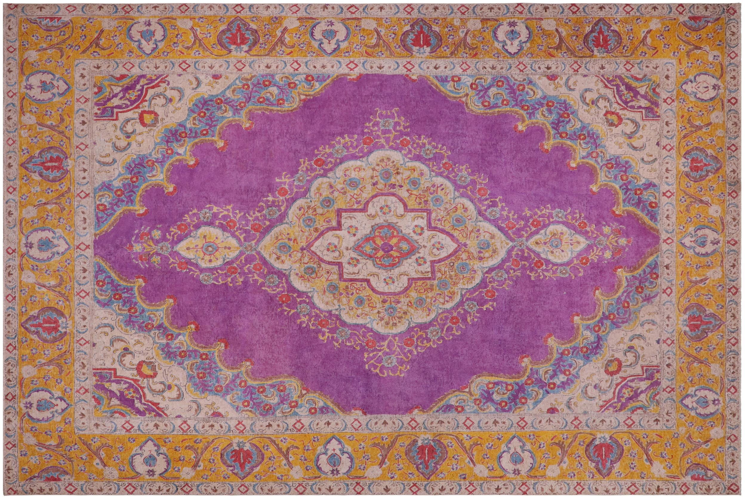 handmade Vintage Tabriz Light Purpl Yellow Hand Knotted RECTANGLE 100% WOOL area rug 9' x 12'