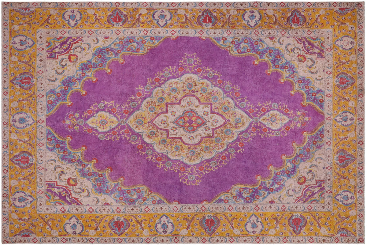 handmade Vintage Tabriz Light Purpl Yellow Hand Knotted RECTANGLE 100% WOOL area rug 9' x 12'