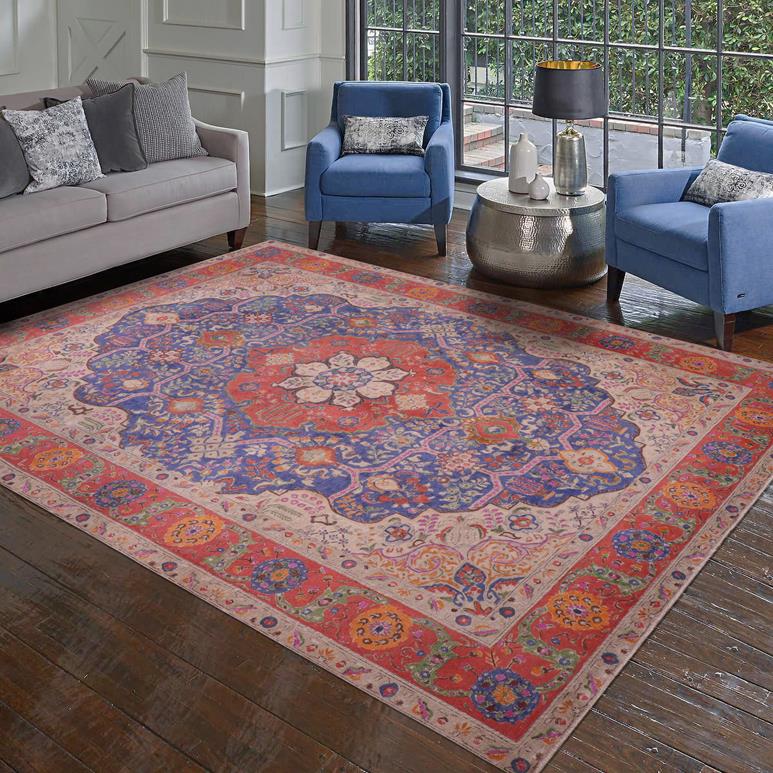 handmade Vintage Tabriz Blue Red Hand Knotted RECTANGLE 100% WOOL area rug 9X13