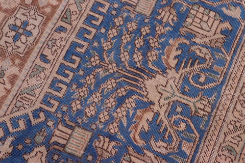 handmade Vintage Tabriz Blue Brown Hand Knotted RECTANGLE 100% WOOL area rug 8X11