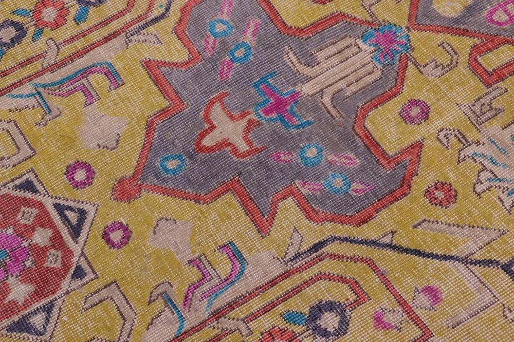 handmade Vintage Tabriz Yellow Gray Hand Knotted RECTANGLE 100% WOOL area rug 9X12