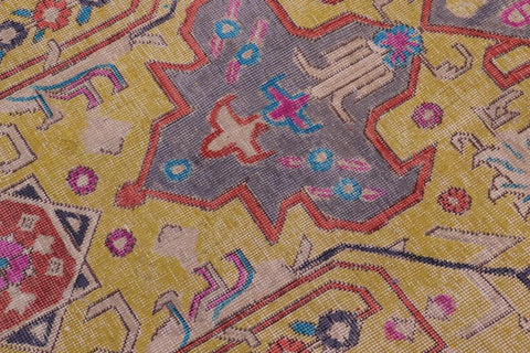 handmade Vintage Tabriz Yellow Gray Hand Knotted RECTANGLE 100% WOOL area rug 9X12