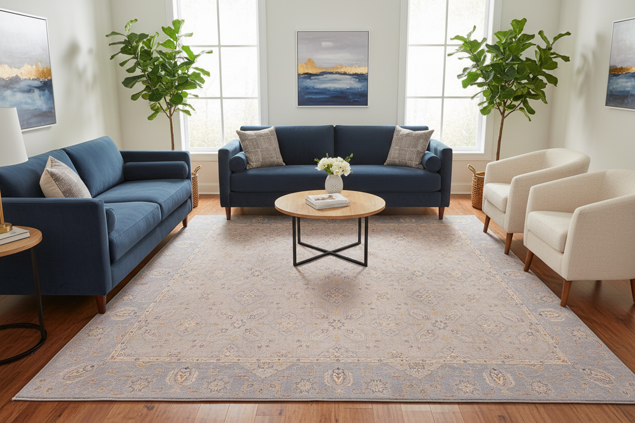 handmade Traditional Kafkaz Gray Blue Hand Knotted RECTANGLE 100% WOOL area rug 12x15