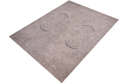 handmade Modern Modern Blue Beige Hand Knotted RECTANGLE 100% WOOL area rug 10' x 14'