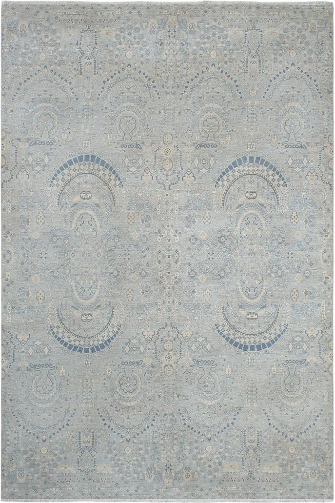 handmade Modern Modern Blue Beige Hand Knotted RECTANGLE 100% WOOL area rug 10X14