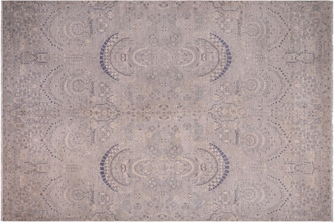 handmade Modern Modern Blue Beige Hand Knotted RECTANGLE 100% WOOL area rug 10' x 14'