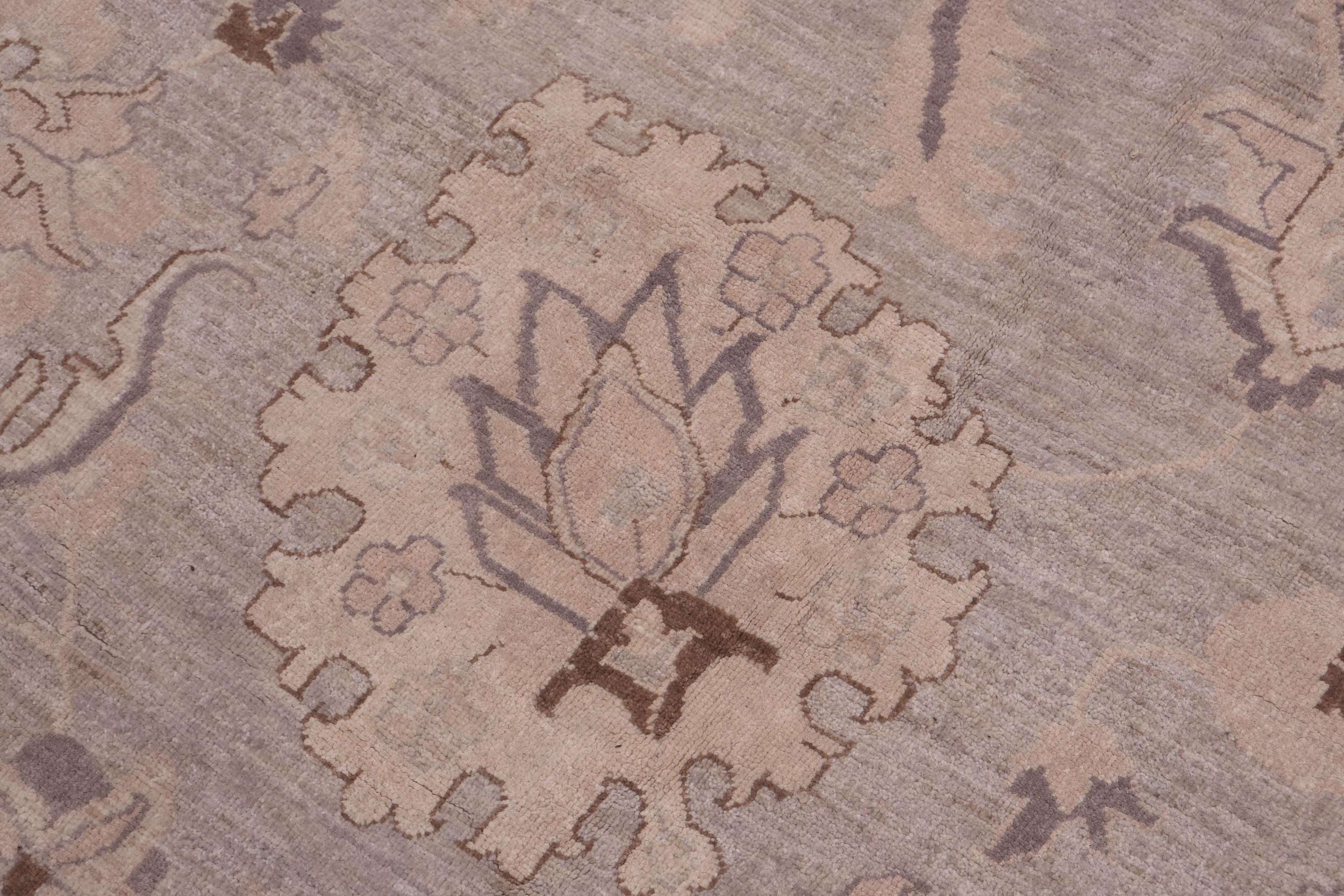 handmade Transitional Kafkaz Gray Tan Hand Knotted RECTANGLE 100% WOOL area rug 12' x 18'