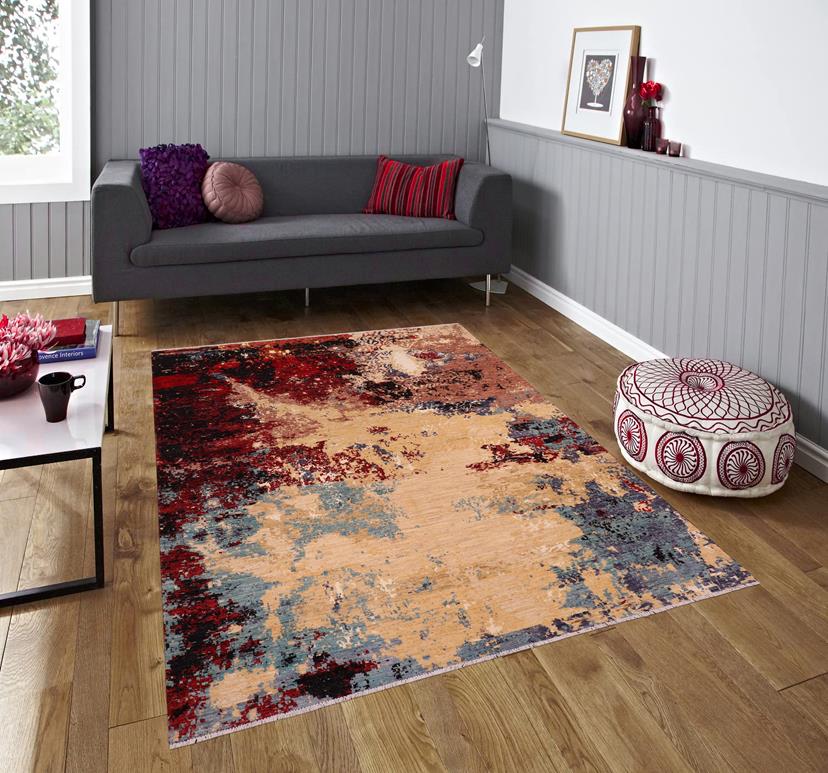 handmade Modern Modern Red Blue Hand Knotted RECTANGLE WOOL&SILK area rug 8X10