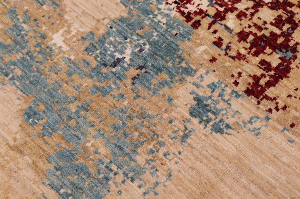 handmade Modern Modern Red Blue Hand Knotted RECTANGLE WOOL&SILK area rug 8X10