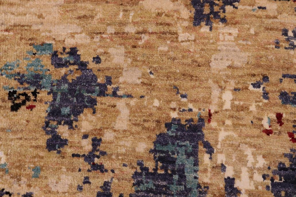 handmade Modern Modern Red Blue Hand Knotted RECTANGLE WOOL&SILK area rug 8X10