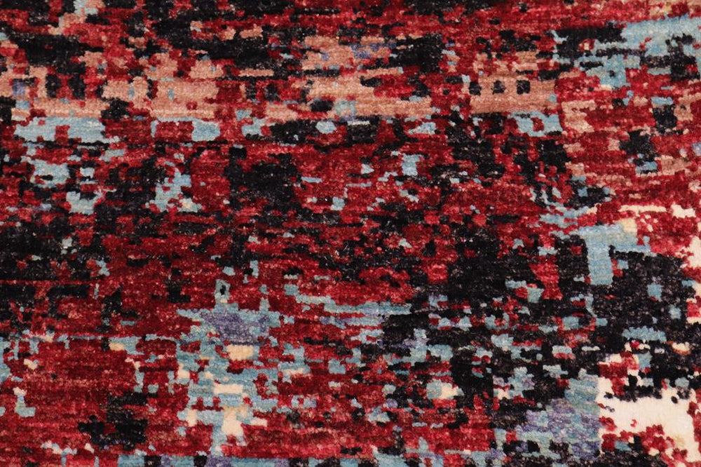 handmade Modern Modern Red Blue Hand Knotted RECTANGLE WOOL&SILK area rug 8X10