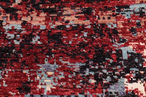 handmade Modern Modern Red Blue Hand Knotted RECTANGLE WOOL&SILK area rug 8' x 10'